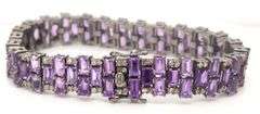 Dazzling 21.73CTW Emerald-Cut Amethyst & Diamond Bracelet in 14K White Gold Over Sterling Silver
