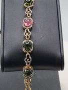Elegant over 6.0ct Natural tourmaline with 1.5 ct diamond Bracelet-  in Sterling Silver – Size 7