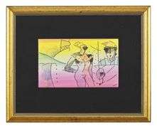 Rare Peter Max One-of-a-Kind Original Mixed Media 'Abstract Figures', 1990