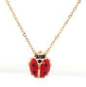 14kt Yellow gold Enamel lady bug pendant on chain