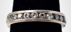 Dainty Band Ring with Inlaid CZ Gemstones in Sterling Silver