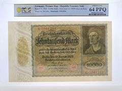 1922 Germany 10000 Mark PCGS 64 PPQ Note