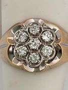 MENS CERTIFIED BRAND NEW 14K GOLD AND DIAMOND CLUSTER RING