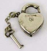 Walter Lampl Sterling Padlock Heart & Key Charm