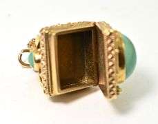 Gorgeous Heavy 18K Yellow Gold Turquoise Fob/Pendant