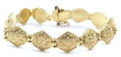 Pretty 14K YG Fancy Stampatto Bracelet