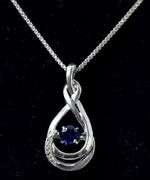 Blue Sapphire and Diamond Pendant Necklace in Sterling Silver