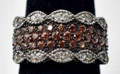 Orange and White Cz Ring in Sterling Silver