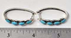 Turquoise Gemstone Hoop Earrings in Sterling Silver