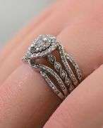 Modern  Halo-Mounted 14K White Gold Wedding Set
