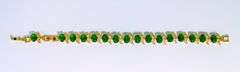 Stunning 18 Kt Yellow Gold Plate 4 Piece Lab Simulated Emerald Jewelry Set
