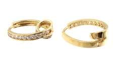 14kt Yellow gold CZ loop hoop earrings