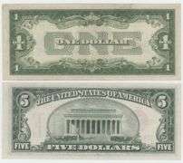 Very nice 1934 $1 Silver Certificate & 1928-D $5 Red Seal