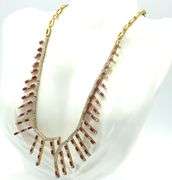 Fantastic 14.80CTW Baguette-Cut Ruby & 4.37CTW Diamond Necklace in 14K Yellow Gold Over Sterling Sil