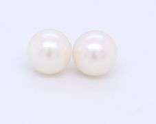 14kt White gold 7.5mm-8mm pearl stud earrings