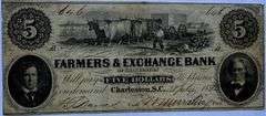 $5 Farmers and Exchange Bank Charleston SC Note