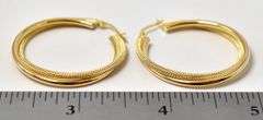 Amazing 10k Yellow Gold Texturized Hoop Earrings