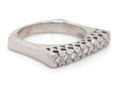 14kt White gold 0.20ctw diamond flat band