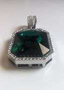 Plated Huge 62.5 Ct Simulated Emerald Diamond Pendant