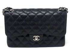 Chanel large black double flap Caviar bag