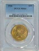 Fully struck near Gem BU 1926 $10 Indian Gold Piece. PCGS MS64