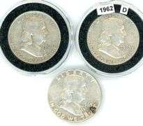 3 Different Silver Franklin Half Dollars: 1960-1963-D