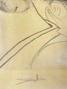 Rare Salvador Dali Pencil Signed Etching on Parchment Paper from 'Roi je t'attends à Babylone' suite