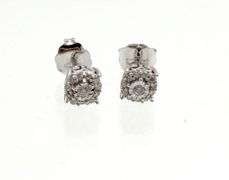 14kt White gold small diamond cluster earrings