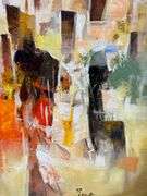 Abstracted Mediterranean Village Painting