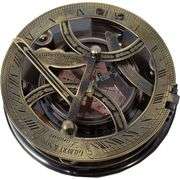 Brass Sundial Compass Nautical Clock with Rosewood Case