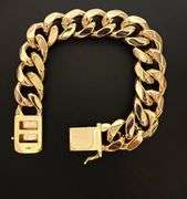 Huge 91.5 Gram 14 Kt Gold Plated Curb Link Bracelet