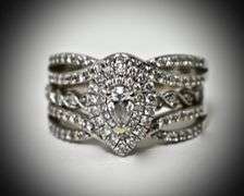 Modern  Halo-Mounted 14K White Gold Wedding Set