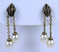 Andrea Candela Sterling & 14K Dangly Pearl Earrings