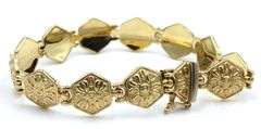 Pretty 14K YG Fancy Stampatto Bracelet
