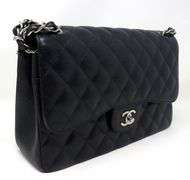 Chanel large black double flap Caviar bag