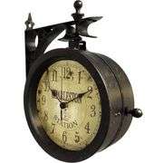 Charleston Double-Sided Train Station Clock & Thermometer