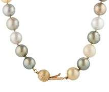 11.0MM South Sea Multi Color Pearl and 0.10ctw Diamond Strand Necklace in 14K