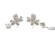 New 0.82ctw Round and Baguette Diamond Frame Floral Earrings in 14K