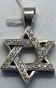14K White Gold Star of David Pendant