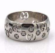 14kt White gold Gucci diamond Icon GG band