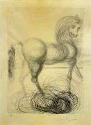 Rare Salvador Dali Pencil Signed Etching on Parchment Paper from 'Roi je t'attends à Babylone' suite
