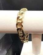 Sharp Italian 35.4 Gram 14 K Yellow Gold Plate Figaro Bracelet