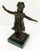 Vintage Bronze Girl with Blindfold Sculpture