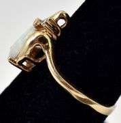 Gorgeous 10K Yellow Gold Opal gemstone and Diamond Ring