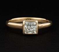 0.90ct Princess Cut Diamond Solitaire Bezel Set Engagement Ring in 14K