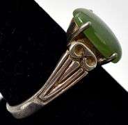 Green Gemstone Band Ring in Sterling Silver