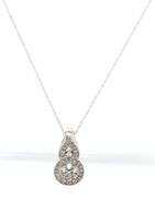 10kt White gold 0.85ctw diamond cluster pendant on chain