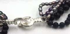 Multi strand black onyx and pearl necklace