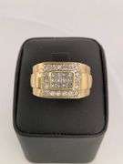 MEN'S BRAND NEW CERTIFIED DIAMOND RING, 14K GOLD