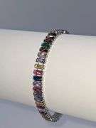Sparkling 14.5 Ctw MultI Color Lab Simulated Diamond White Gold Plated Tennis Bracelet